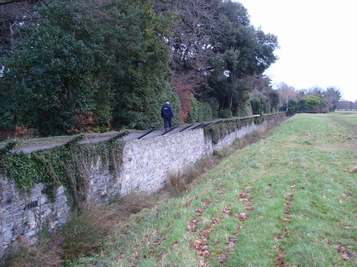 Garda patrullerar den irländska presidentens residens, som även det är ett inhägnat område i parken.