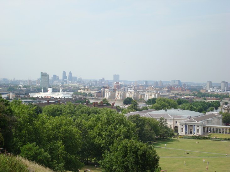 Utsikt från observatoriet vid nollmeridianen i Greenwich