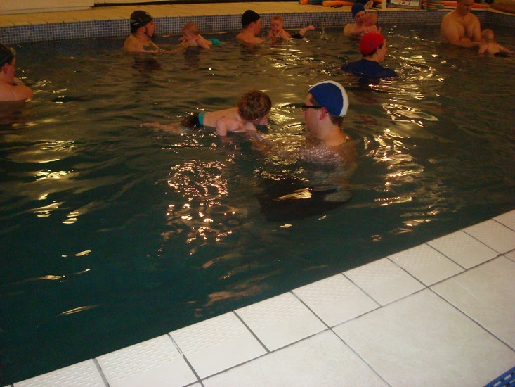 Det var lite läskigt med stora bassängen i början